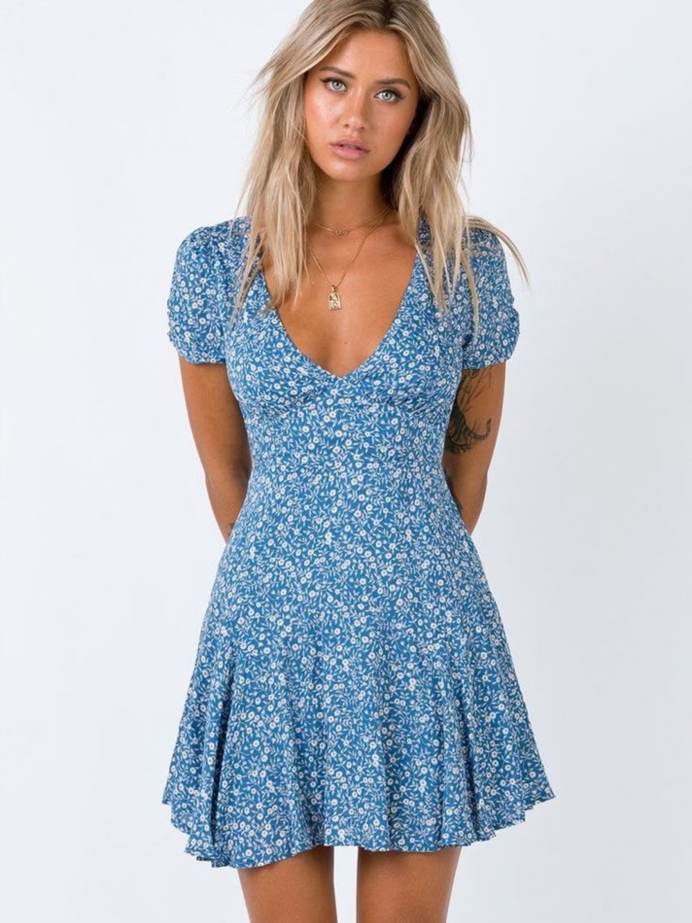 Princess Polly The Sting Mini dress in blue floral